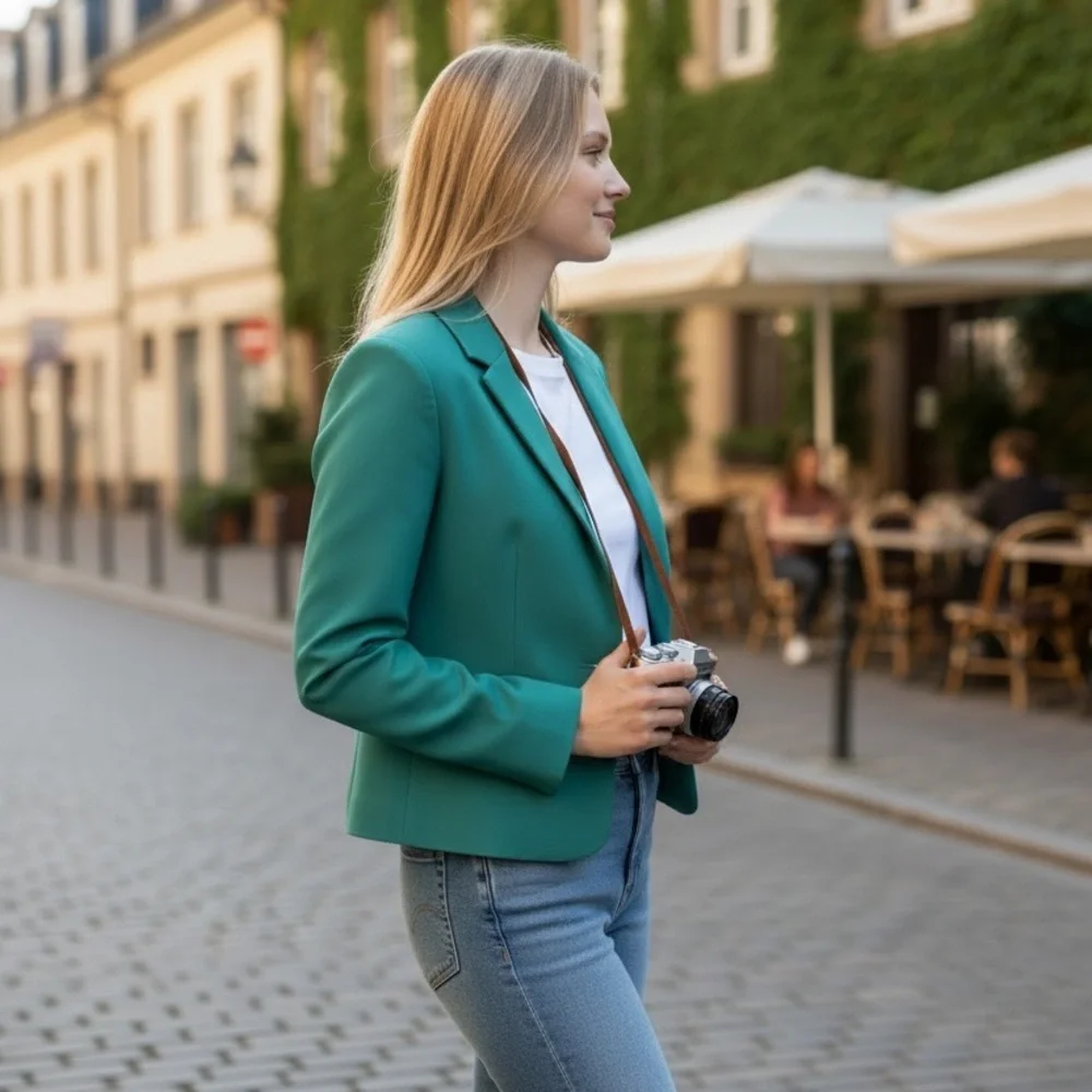 Women's Torquoise Blazer - Picture 2 of 3